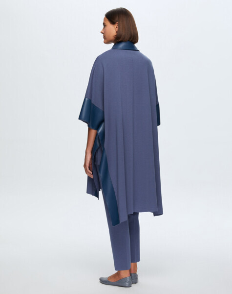 Leather Detailed Poncho - 2