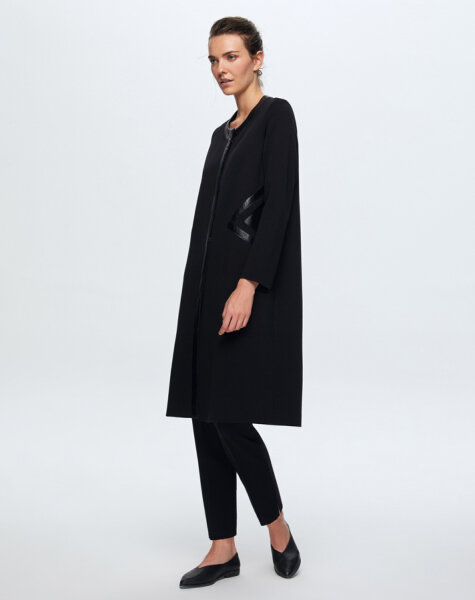 T24K-8009 Cep Detaylı Derili Triko Kap BLACK - 2