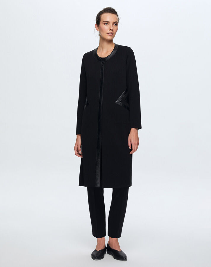 T24K-8009 Cep Detaylı Derili Triko Kap BLACK - 1