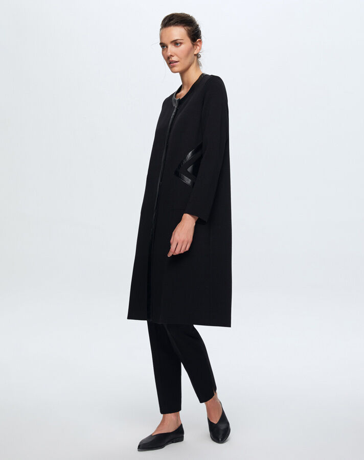 T24K-8009 Cep Detaylı Derili Triko Kap BLACK - 2