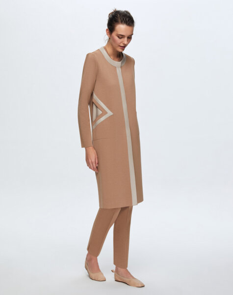 T24K-8009 Cep Detaylı Derili Triko Kap COMO-CAREMEL 