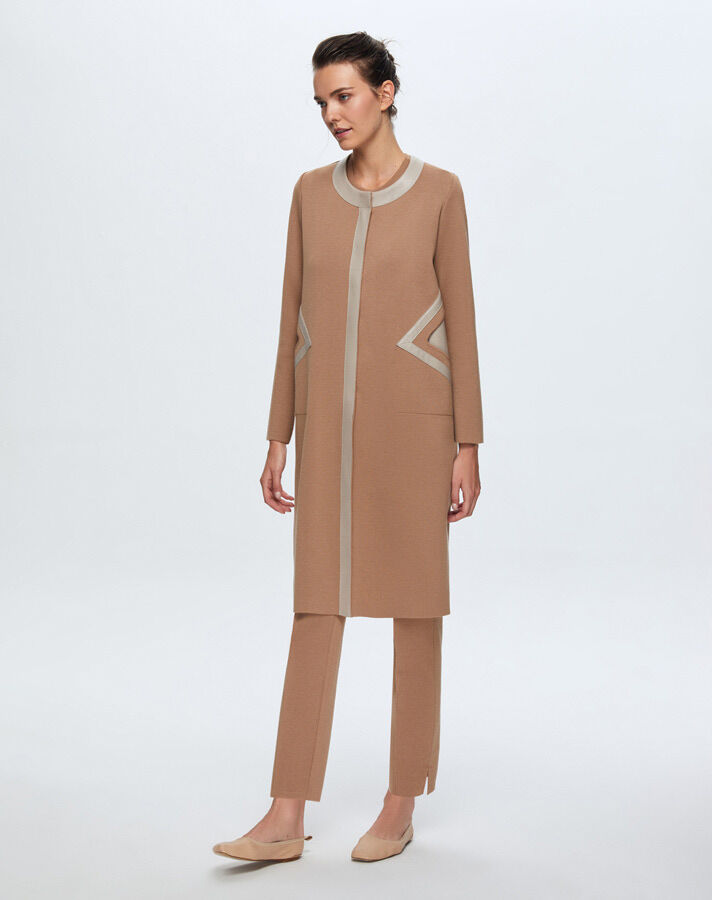 Pocket Detailed Leather Knitwear Cap - 2