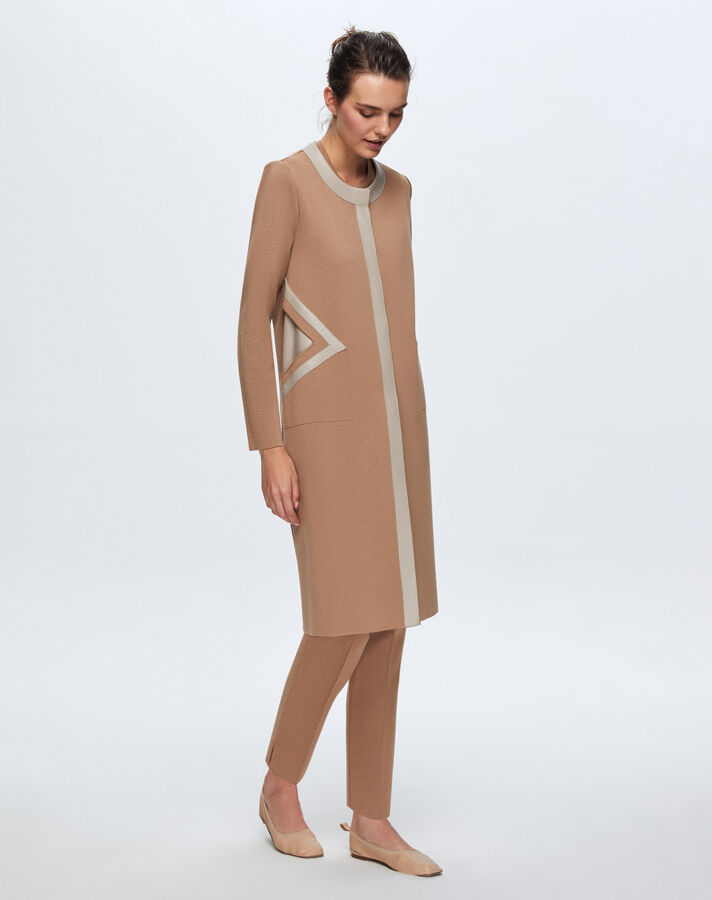 T24K-8009 Cep Detaylı Derili Triko Kap COMO-CAREMEL - 1