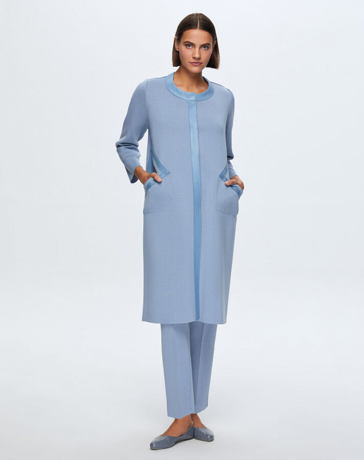 T24K-8009 Cep Detaylı Derili Triko Kap OVALE-BLUE - 1