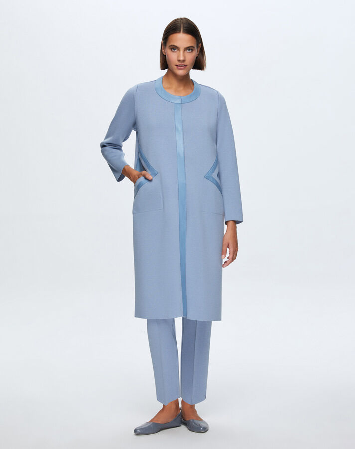 T24K-8009 Cep Detaylı Derili Triko Kap OVALE-BLUE - 2