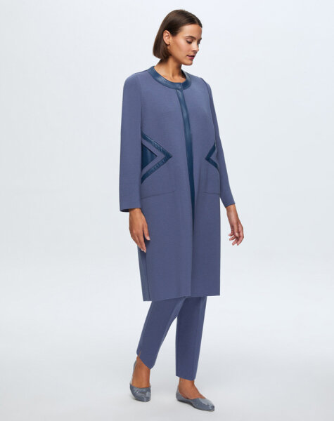 T24K-8009 Cep Detaylı Derili Triko Kap PENNA-DARK BLUE 