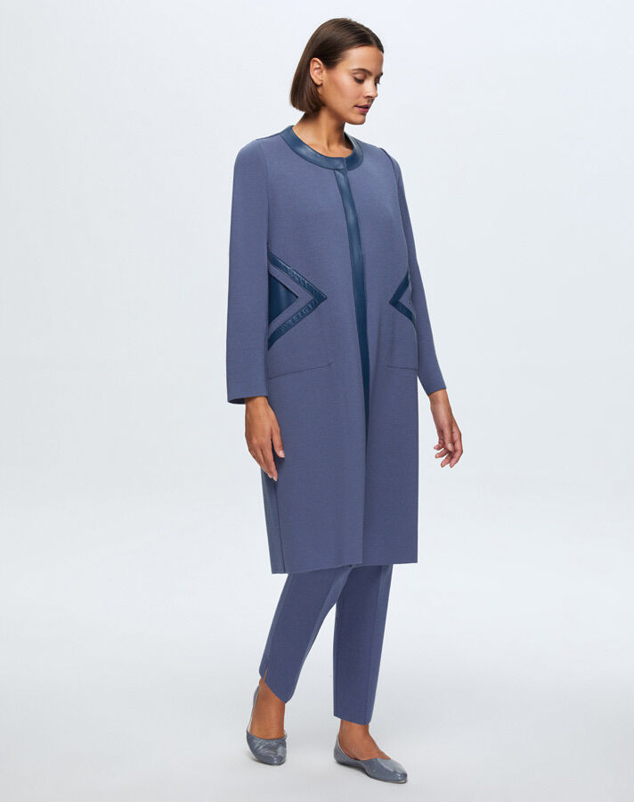 T24K-8009 Cep Detaylı Derili Triko Kap PENNA-DARK BLUE - 1