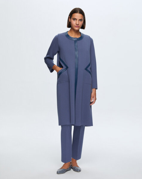 T24K-8009 Cep Detaylı Derili Triko Kap PENNA-DARK BLUE - 2