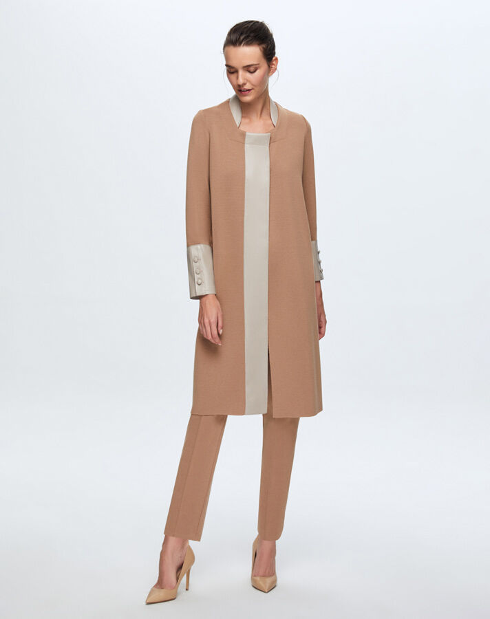 T24K-8010 Ön Patı Deri Detaylı Triko Kap COMO-CAREMEL - 1