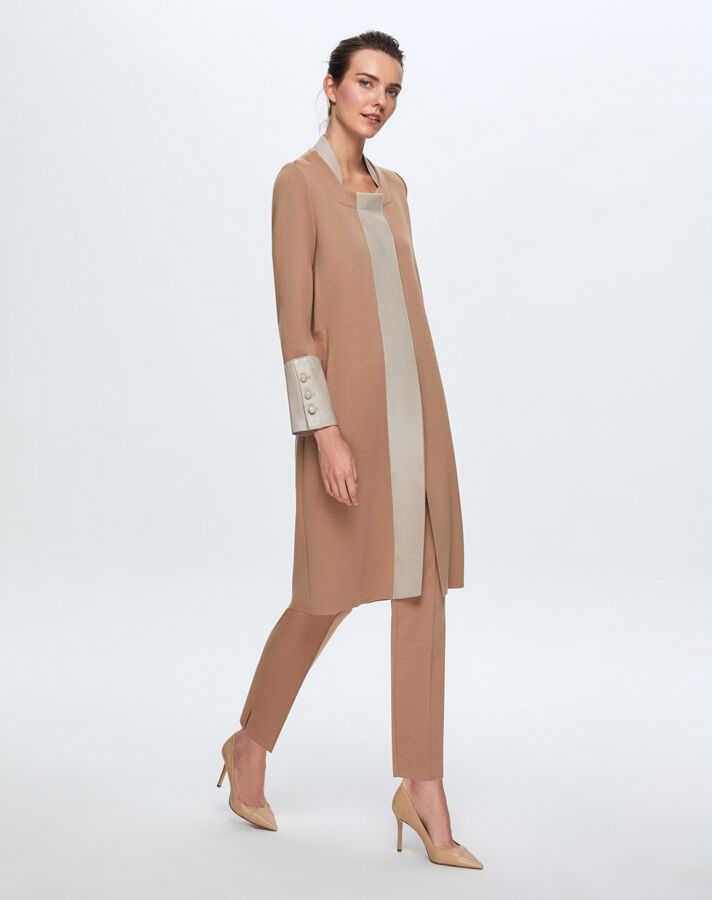 T24K-8010 Ön Patı Deri Detaylı Triko Kap COMO-CAREMEL - 2