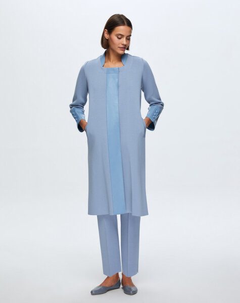 T24K-8010 Ön Patı Deri Detaylı Triko Kap OVALE-BLUE - MISS DALIDA (1)