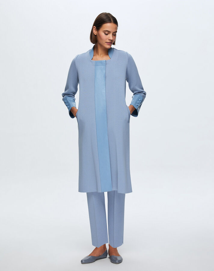 T24K-8010 Ön Patı Deri Detaylı Triko Kap OVALE-BLUE - 2