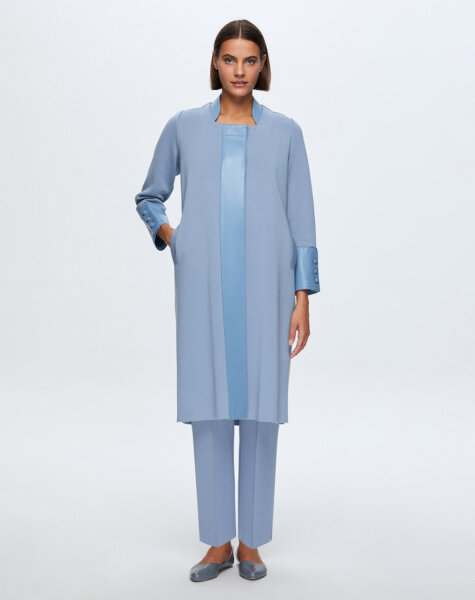 T24K-8010 Ön Patı Deri Detaylı Triko Kap OVALE-BLUE - 1