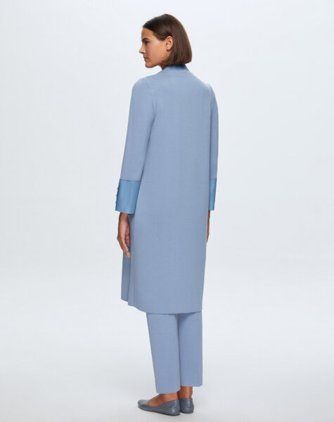 T24K-8010 Ön Patı Deri Detaylı Triko Kap OVALE-BLUE - 3