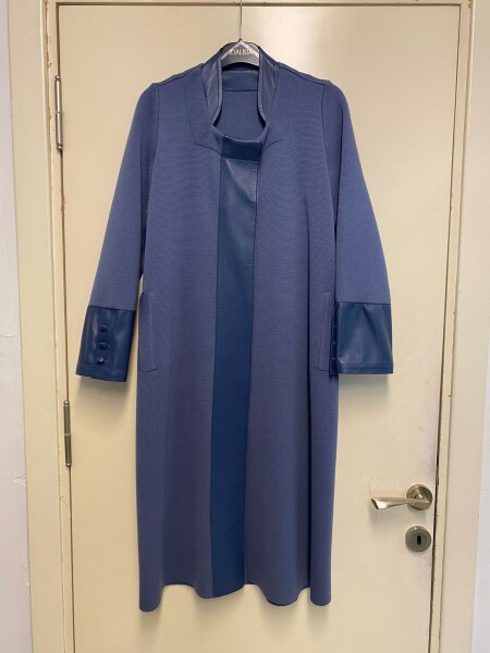 T24K-8010 Ön Patı Deri Detaylı Triko Kap PENNA-DARK BLUE 