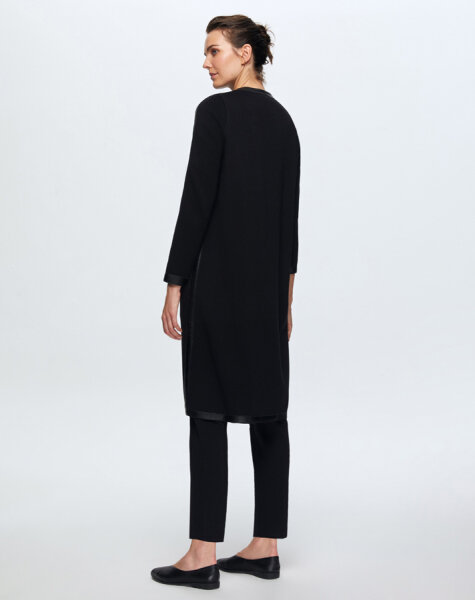 T24K-8011 Deri Detaylı Agraf Kapamalı Triko Kap BLACK - 2