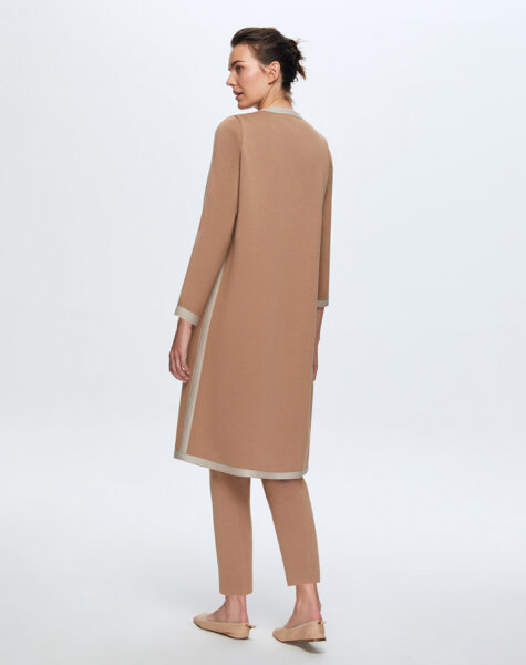 T24K-8011 Deri Detaylı Agraf Kapamalı Triko Kap COMO-CAREMEL - 2