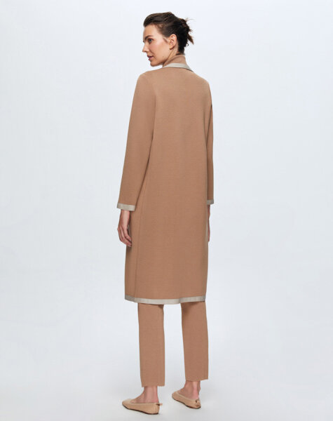 T24K-8012 Deri Detaylı Erkek Yaka Triko Kap COMO-CAREMEL - 3