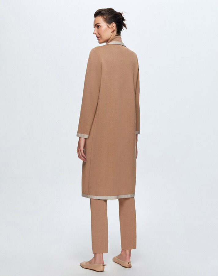 T24K-8012 Deri Detaylı Erkek Yaka Triko Kap COMO-CAREMEL - 3