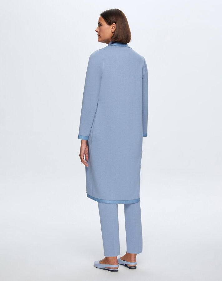 T24K-8012 Deri Detaylı Erkek Yaka Triko Kap OVALE-BLUE - 3