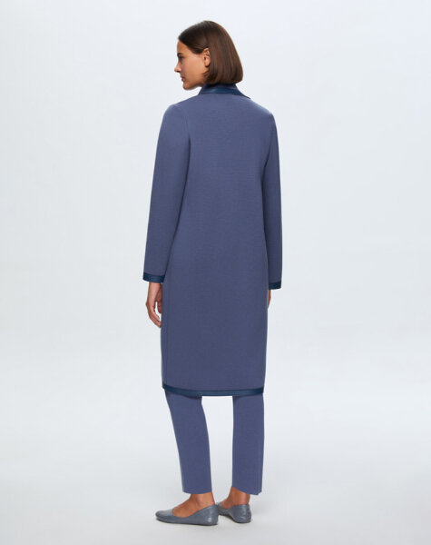 T24K-8012 Deri Detaylı Erkek Yaka Triko Kap PENNA-DARK BLUE - 2