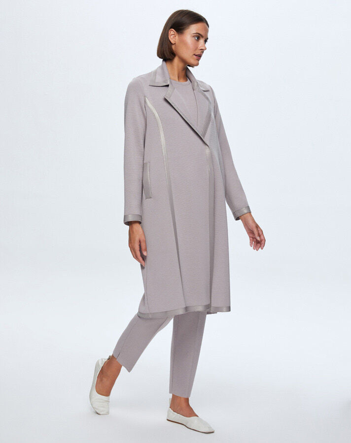 T24K-8012 Deri Detaylı Erkek Yaka Triko Kap TERRA-MİLKY - 2