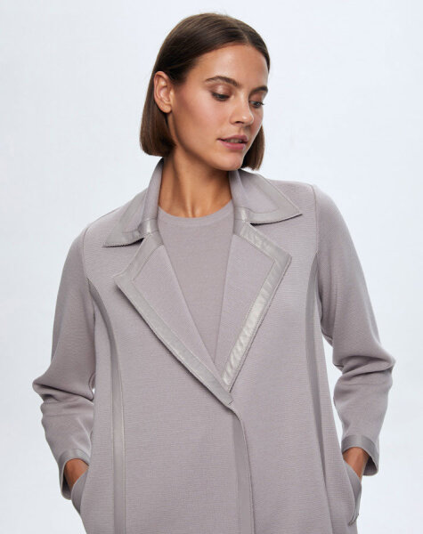 T24K-8012 Deri Detaylı Erkek Yaka Triko Kap TERRA-MİLKY - 4