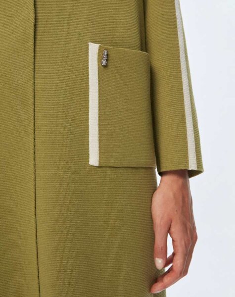 T24K-8013 Kare Desenli Uzun Hırka FİABA-OLİVE - 3