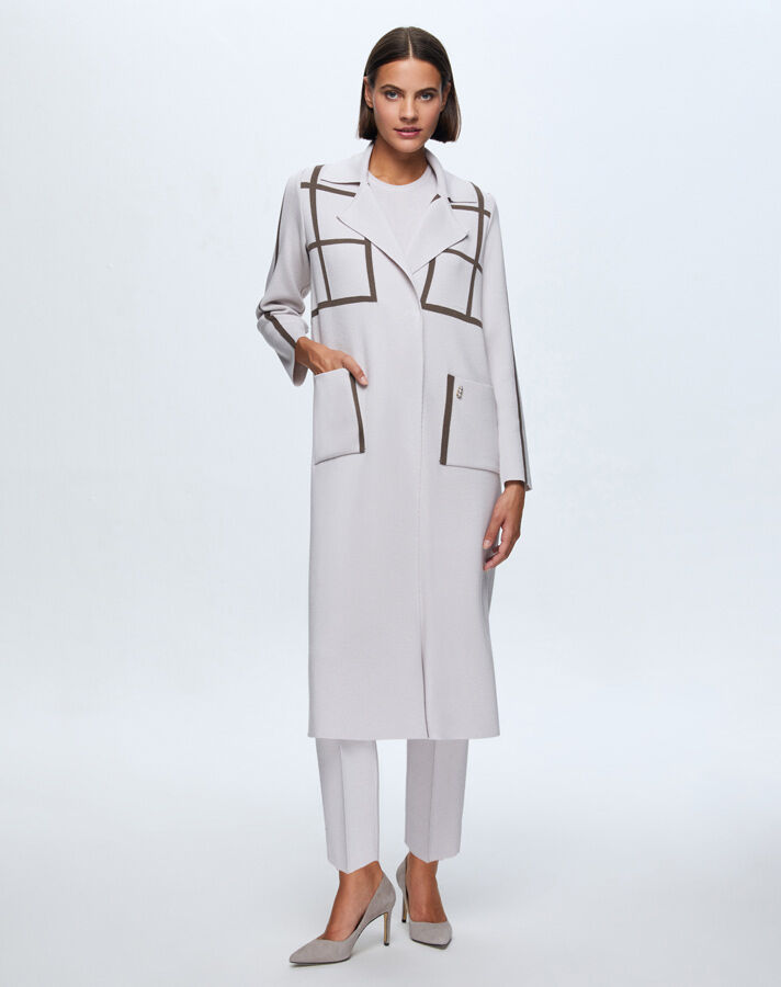 T24K-8013 Kare Desenli Uzun Hırka RAME-BONE - 1