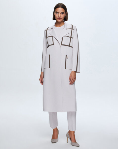 T24K-8013 Kare Desenli Uzun Hırka RAME-BONE - 2