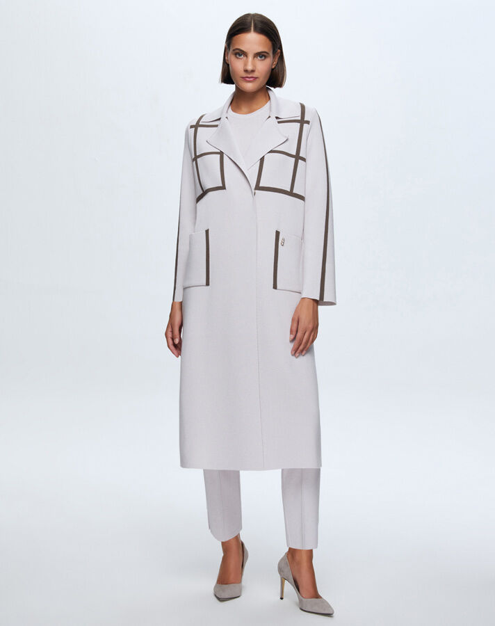 T24K-8013 Kare Desenli Uzun Hırka RAME-BONE - 2