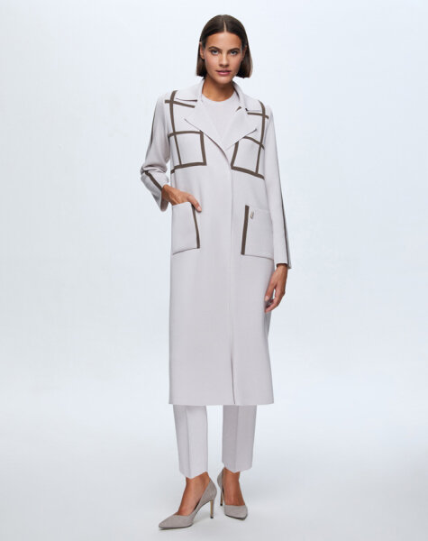 T24K-8013 Kare Desenli Uzun Hırka RAME-BONE 