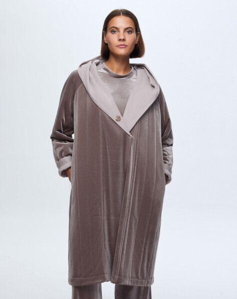 Knitwear Lined Velvet Coat - 10