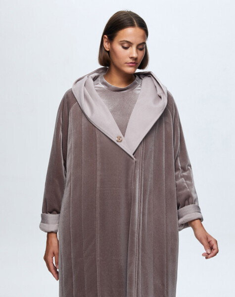 Knitwear Lined Velvet Coat - 11
