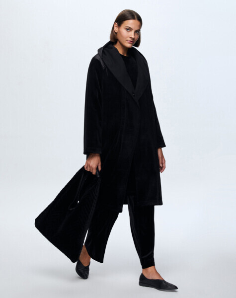 Knitwear Lined Velvet Coat - 6