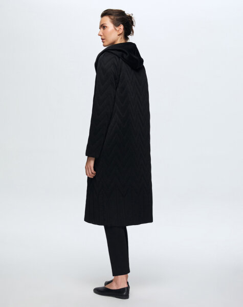 T24K-8023 Kapişonlu Kapitone Kap BLACK - MISS DALIDA (1)