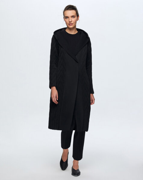 T24K-8023 Kapişonlu Kapitone Kap BLACK - 3