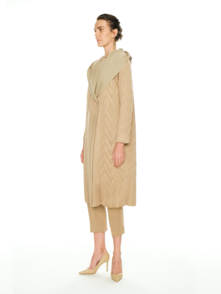 T24K-8023 Kapişonlu Kapitone Kap COMO-CAREMEL 