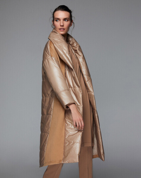 T24K-8027 Triko Detaylı Yağmurluk Mont CAMEL - 2