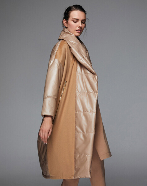 T24K-8027 Triko Detaylı Yağmurluk Mont CAMEL - 1