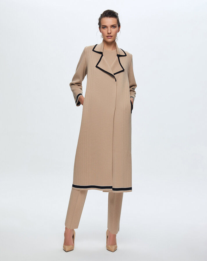 T24K-9001 Erkek Yaka Düz Renk Hırka CORO-CAMEL - 1