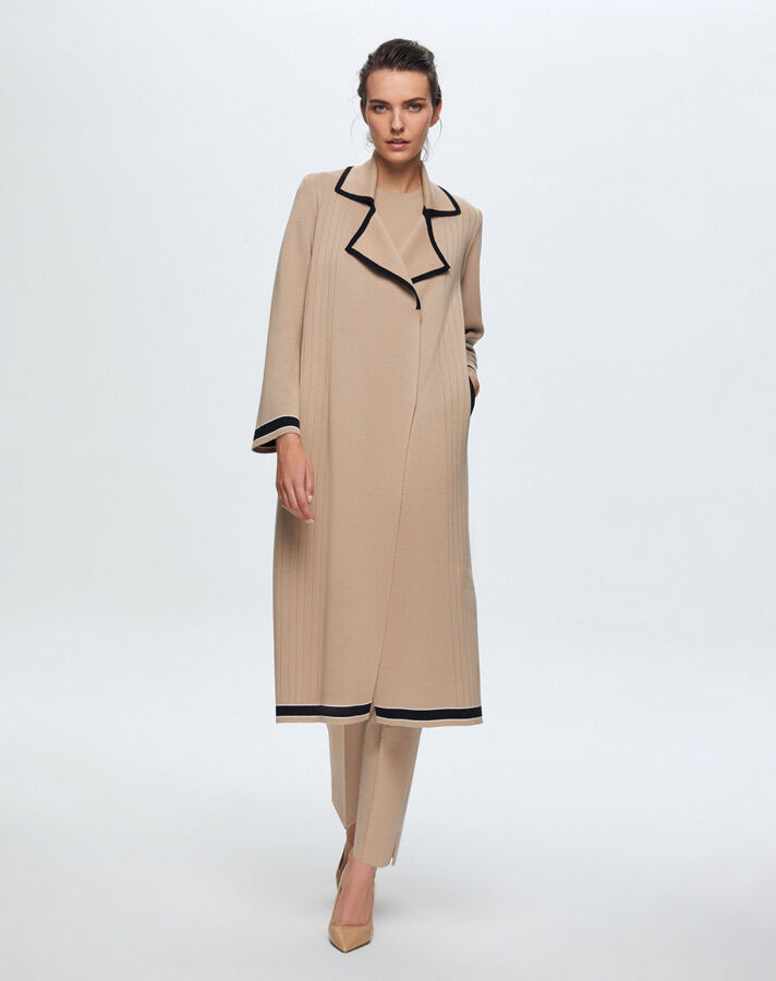 T24K-9001 Erkek Yaka Düz Renk Hırka CORO-CAMEL - 2