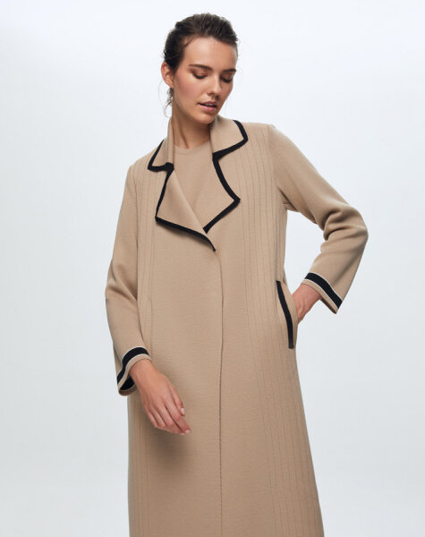 T24K-9001 Erkek Yaka Düz Renk Hırka CORO-CAMEL - 4