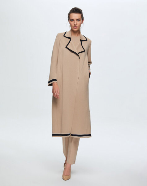 T24K-9001 Erkek Yaka Düz Renk Hırka CORO-CAMEL - MISS DALIDA (1)