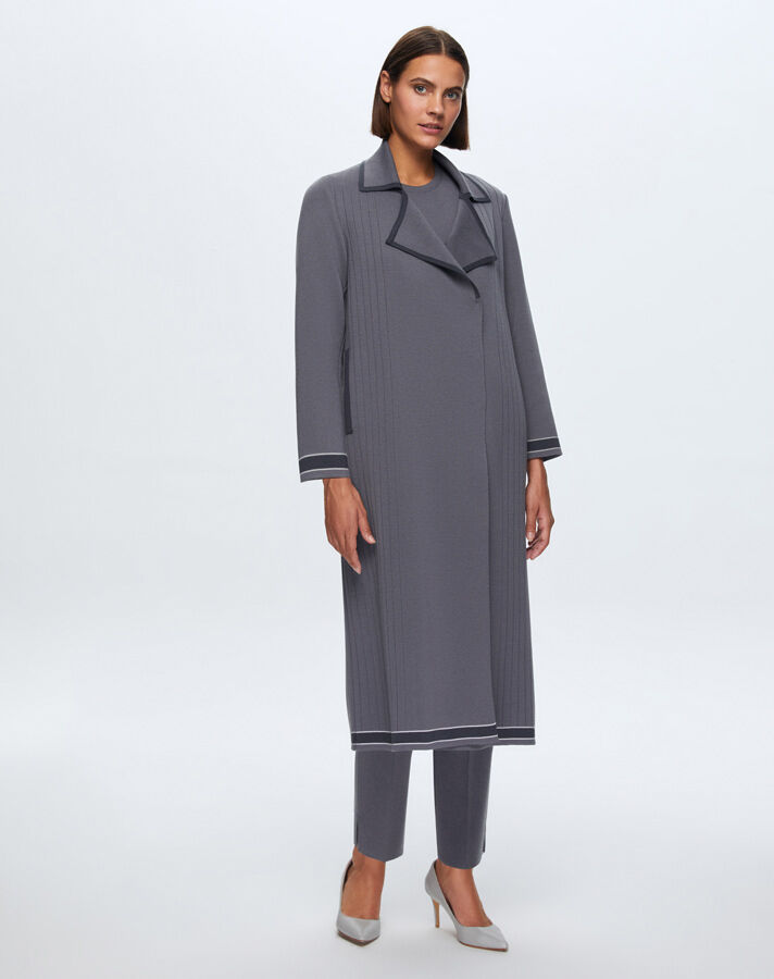 T24K-9001 Erkek Yaka Düz Renk Hırka OMERO-DARK GREY - 1