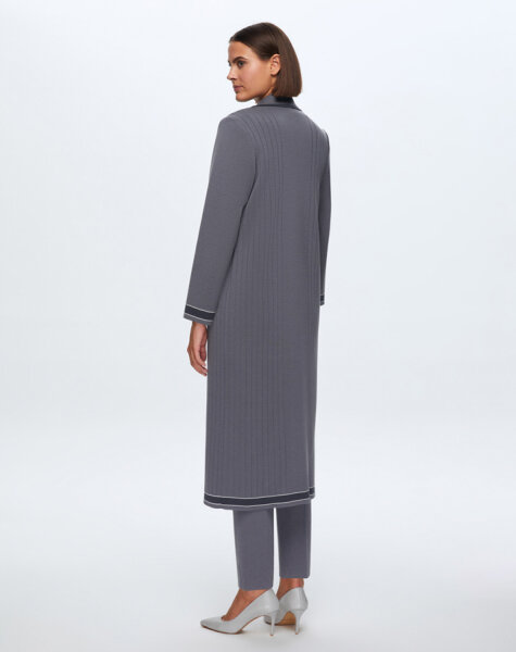 T24K-9001 Erkek Yaka Düz Renk Hırka OMERO-DARK GREY - 3