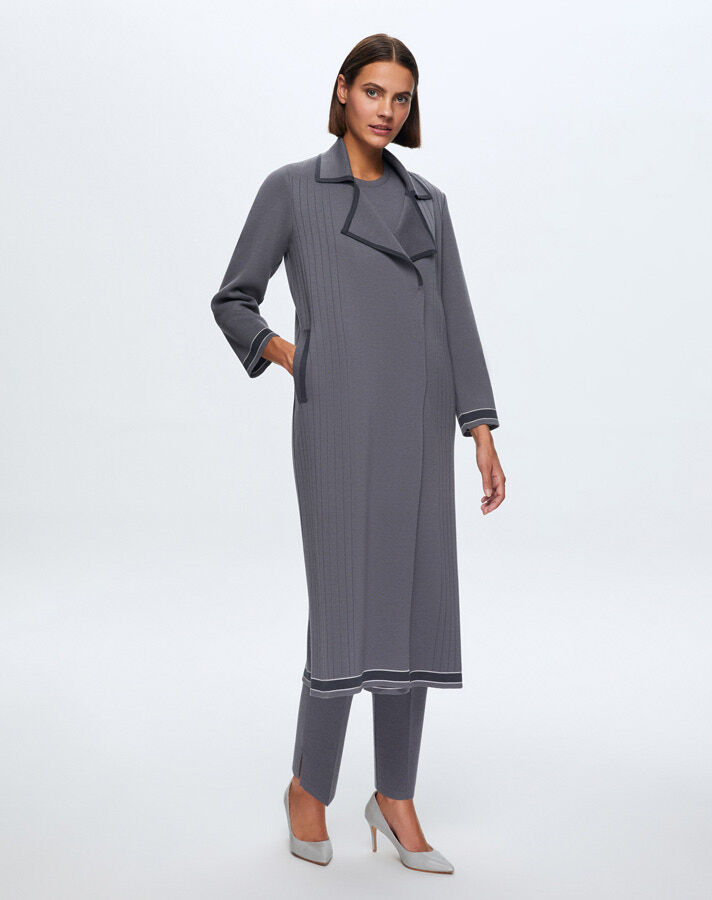 T24K-9001 Erkek Yaka Düz Renk Hırka OMERO-DARK GREY - 2