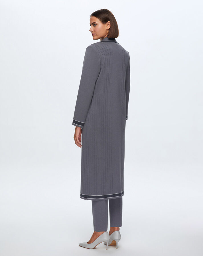 T24K-9001 Erkek Yaka Düz Renk Hırka OMERO-DARK GREY - 3