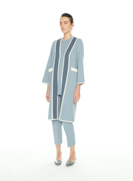 T24K-9002 Temiz Kesim Triko Hırka OVALE-BLUE 