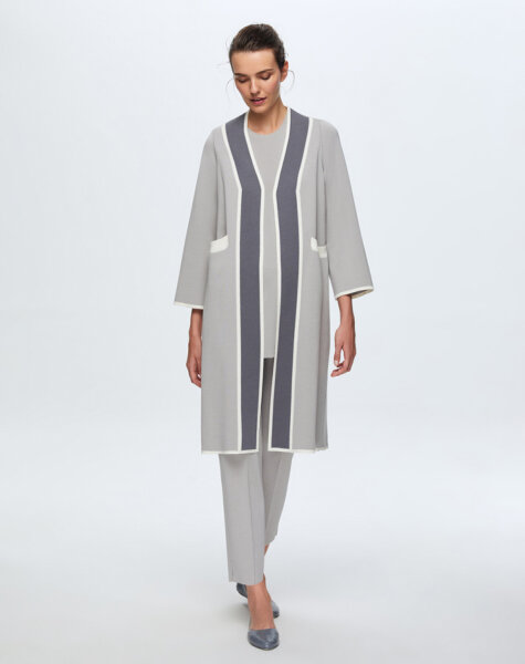 T24K-9002 Temiz Kesim Triko Hırka VİLLA-GREY - 2